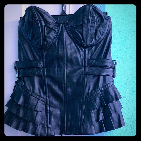 WILLIAM RAST SEXY LEATHER BUSTIER TOP - Picture 1 of 8